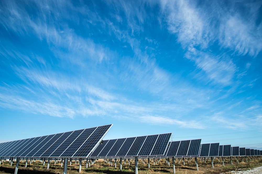 Solar panels capturing clean energy
